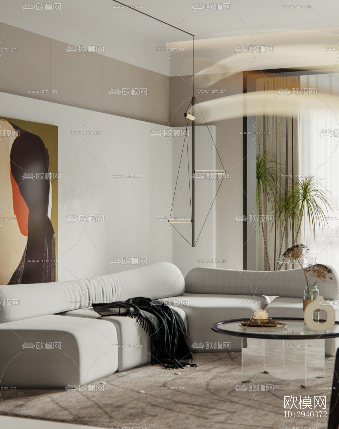 现代平层效果图下载（渲染图10）