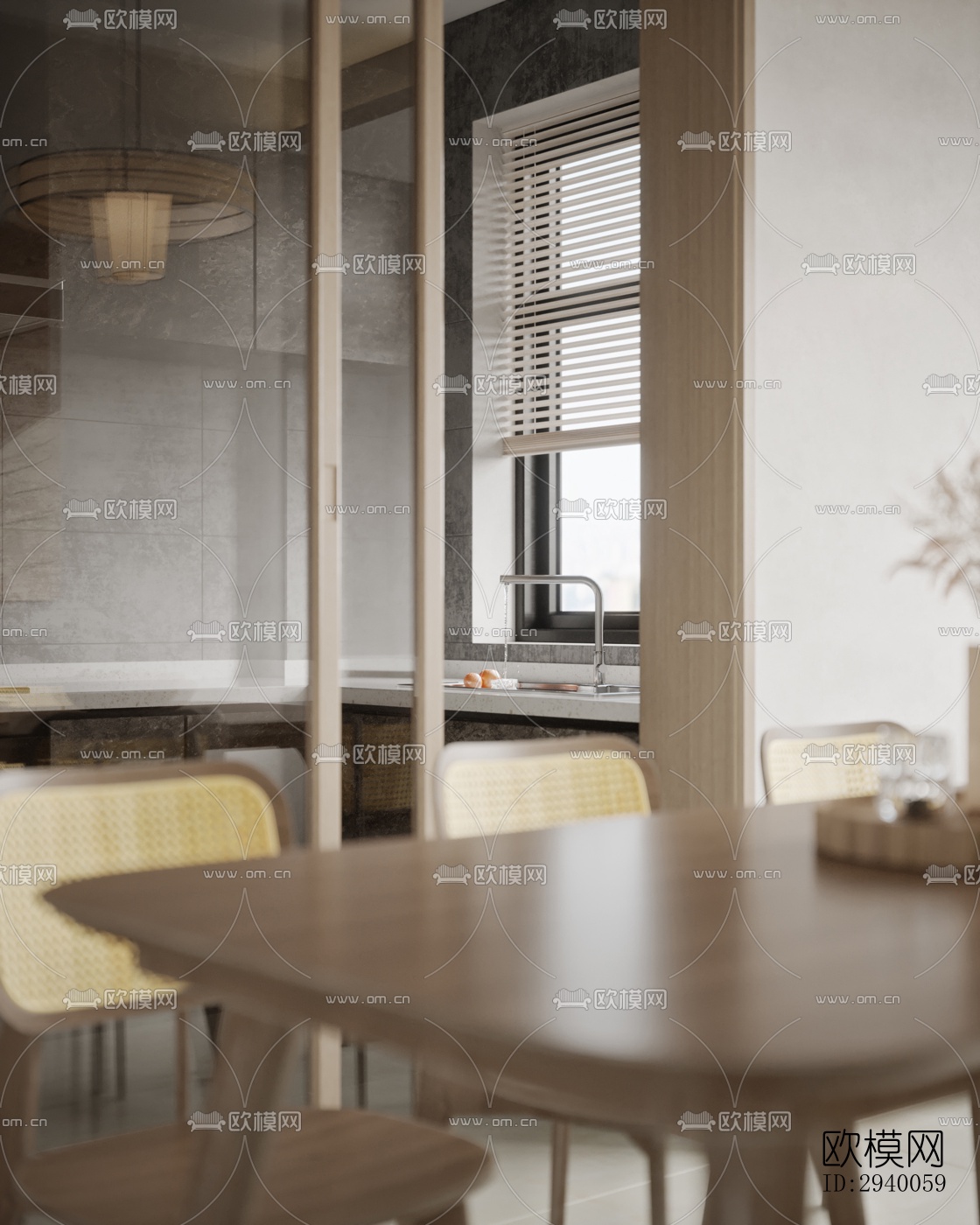 侘寂平层效果图下载（渲染图3）