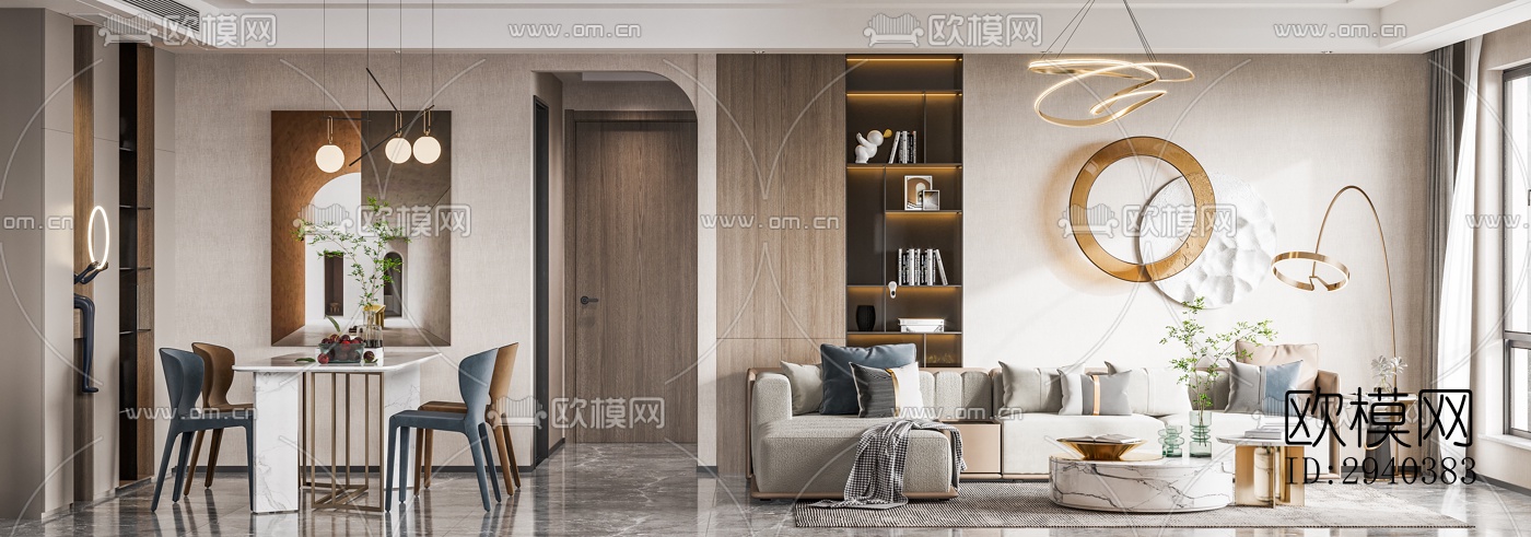 现代平层效果图下载（渲染图1）