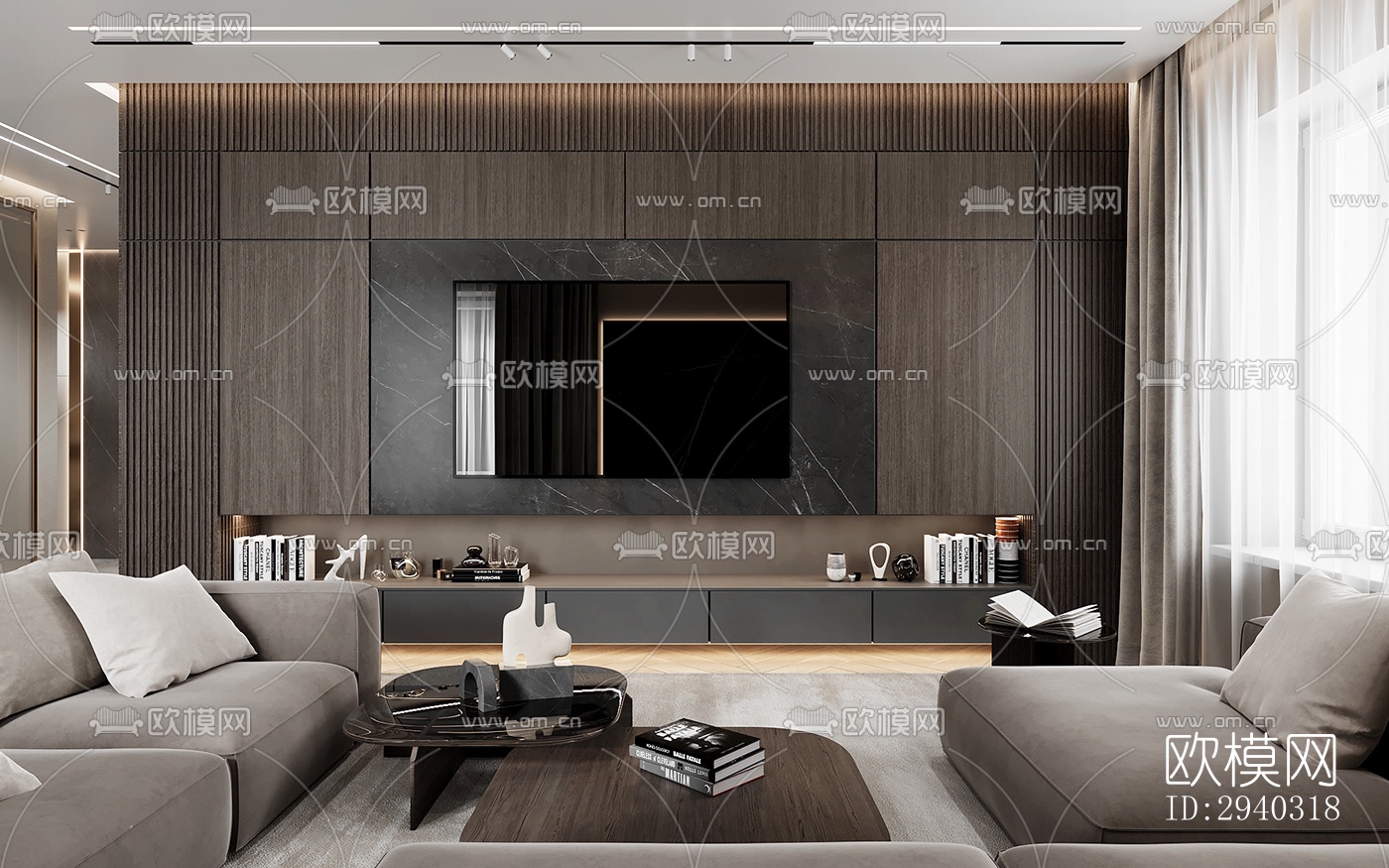 现代平层效果图下载（渲染图10）