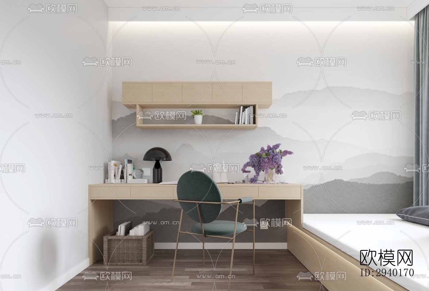 新中式平层效果图下载（渲染图1）