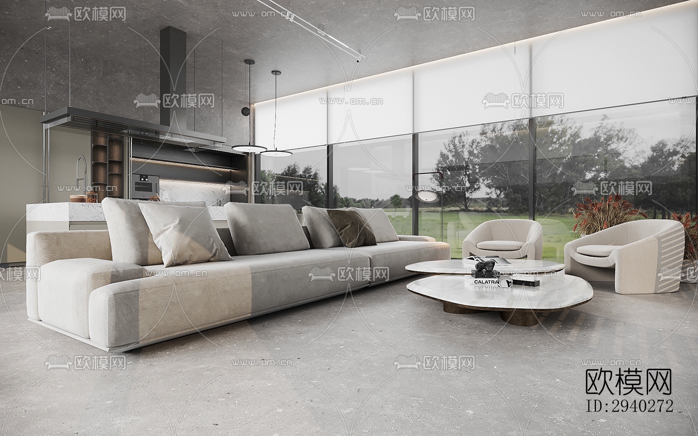 现代平层效果图下载（渲染图4）