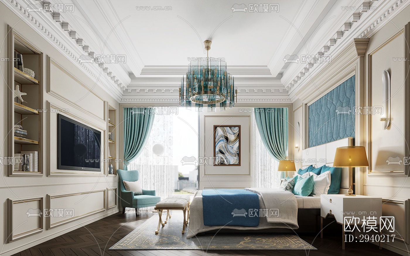 欧式平层效果图下载（渲染图4）