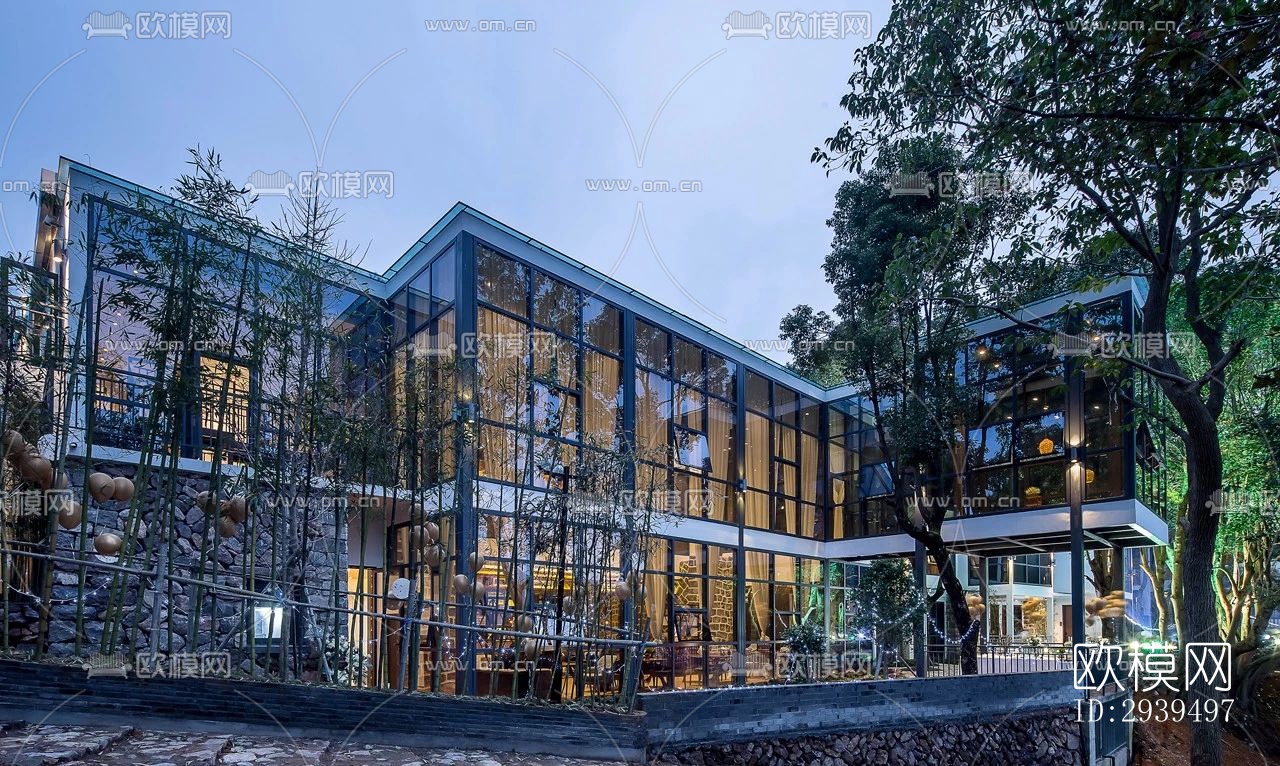 现代酒店民宿效果图下载（渲染图1）