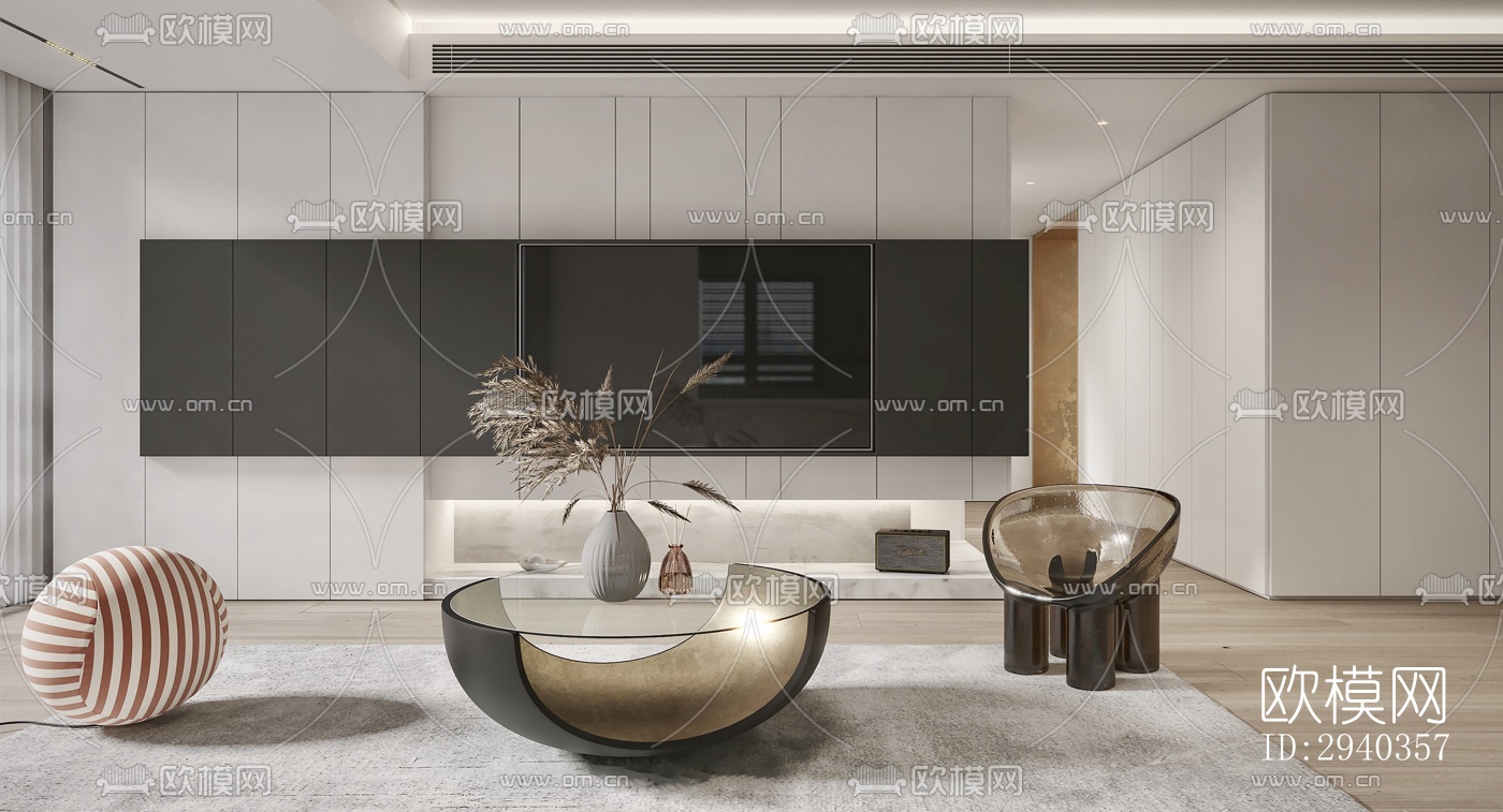 现代平层效果图下载（渲染图6）