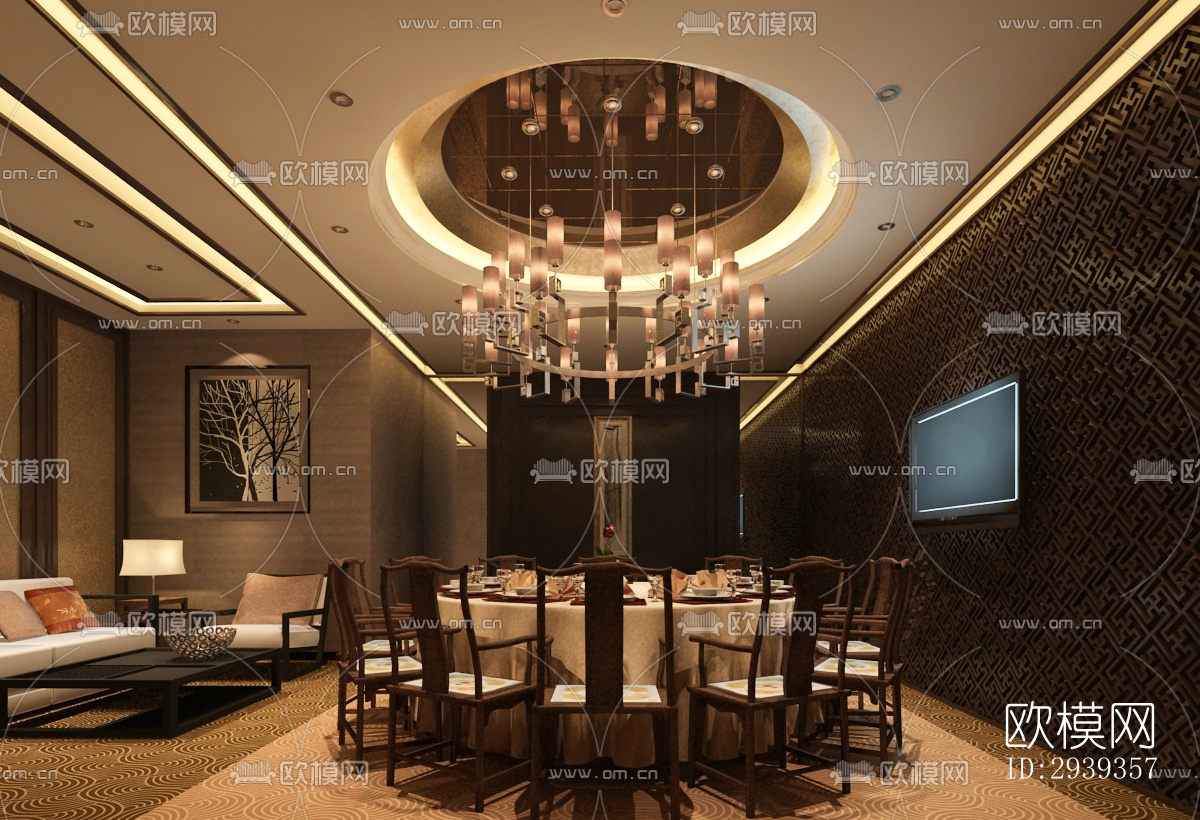 新中式酒店民宿效果图下载（渲染图2）