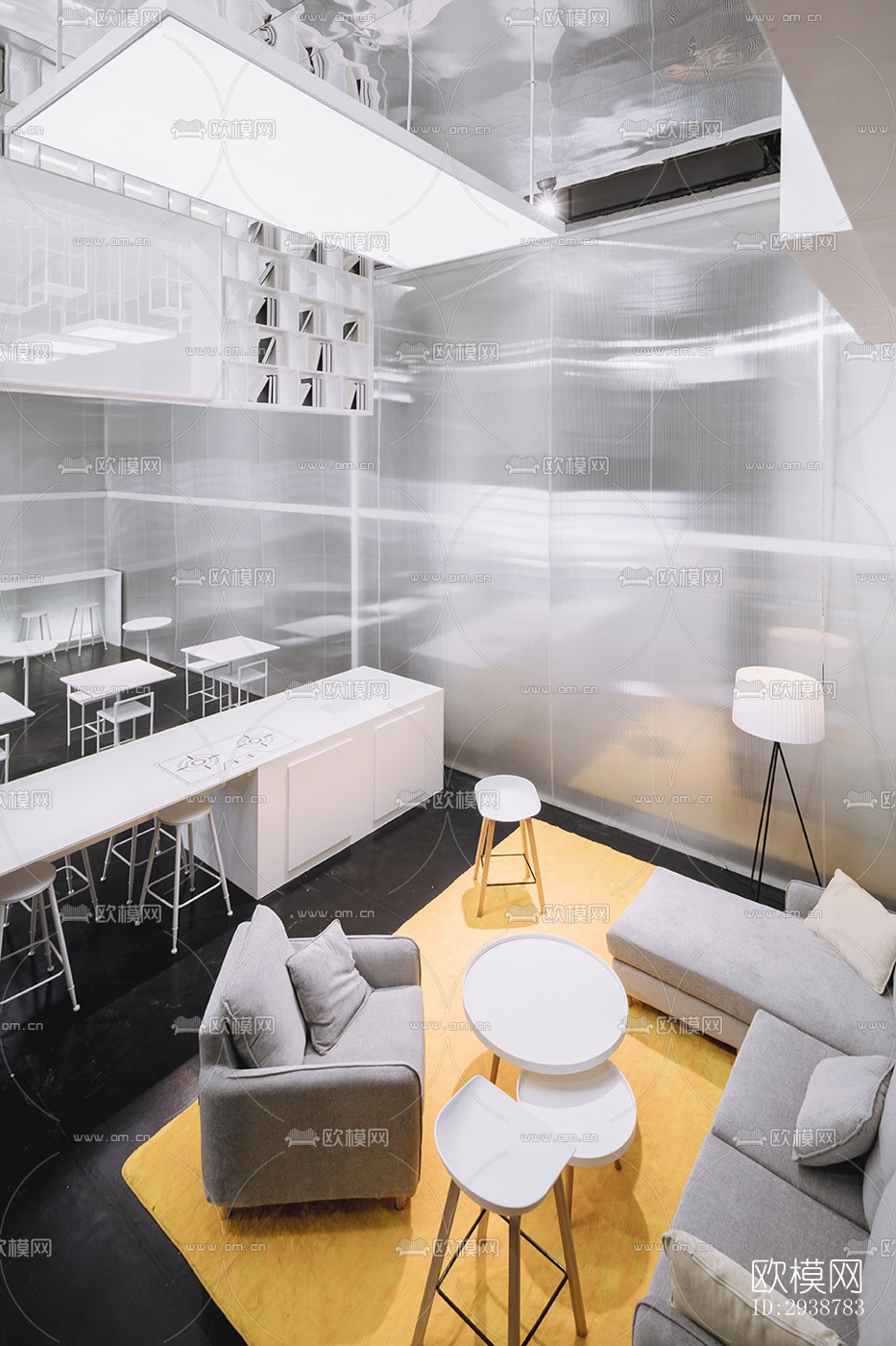 高级灰展览展厅效果图下载（渲染图7）