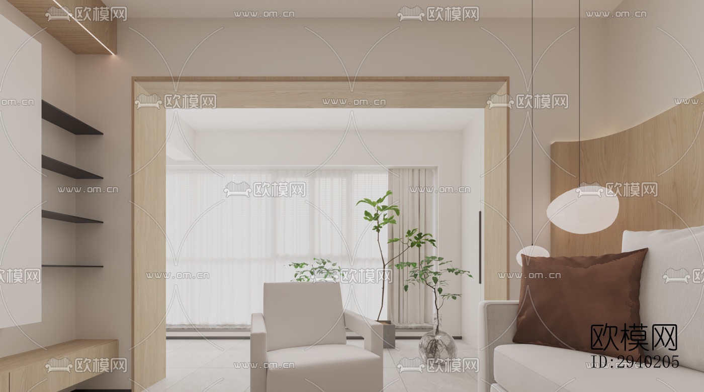 日式平层效果图下载（渲染图11）