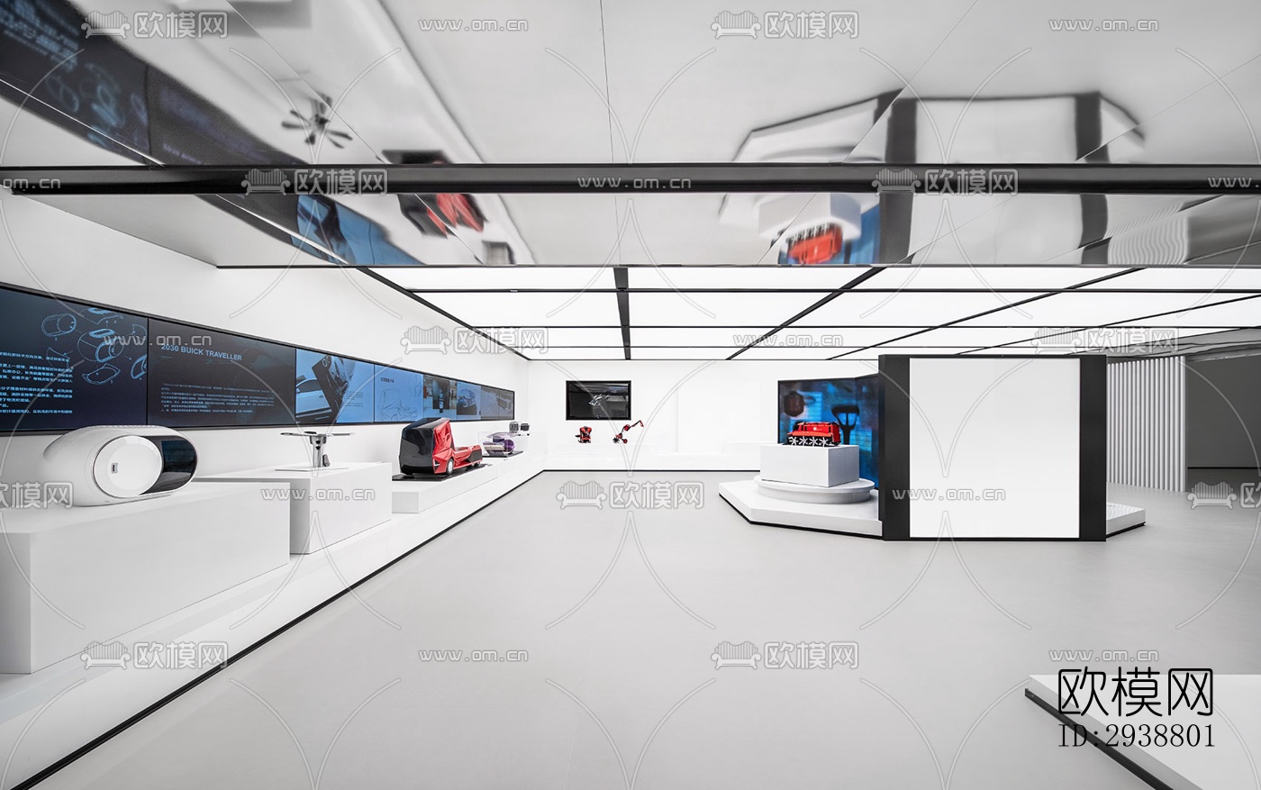 高级灰展览展厅效果图下载（渲染图10）