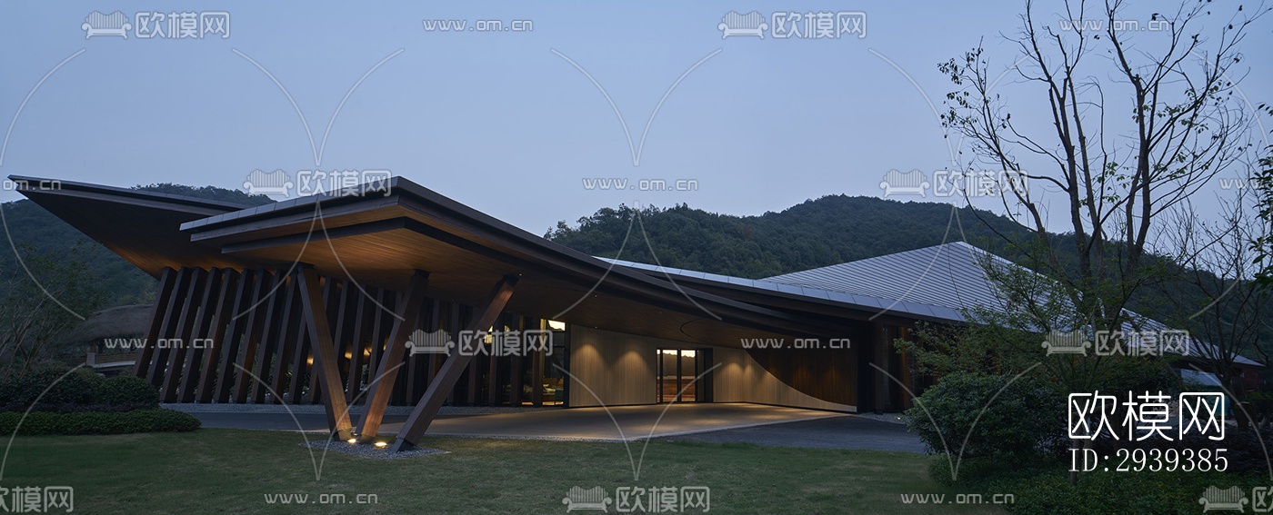 新中式酒店民宿效果图下载（渲染图1）