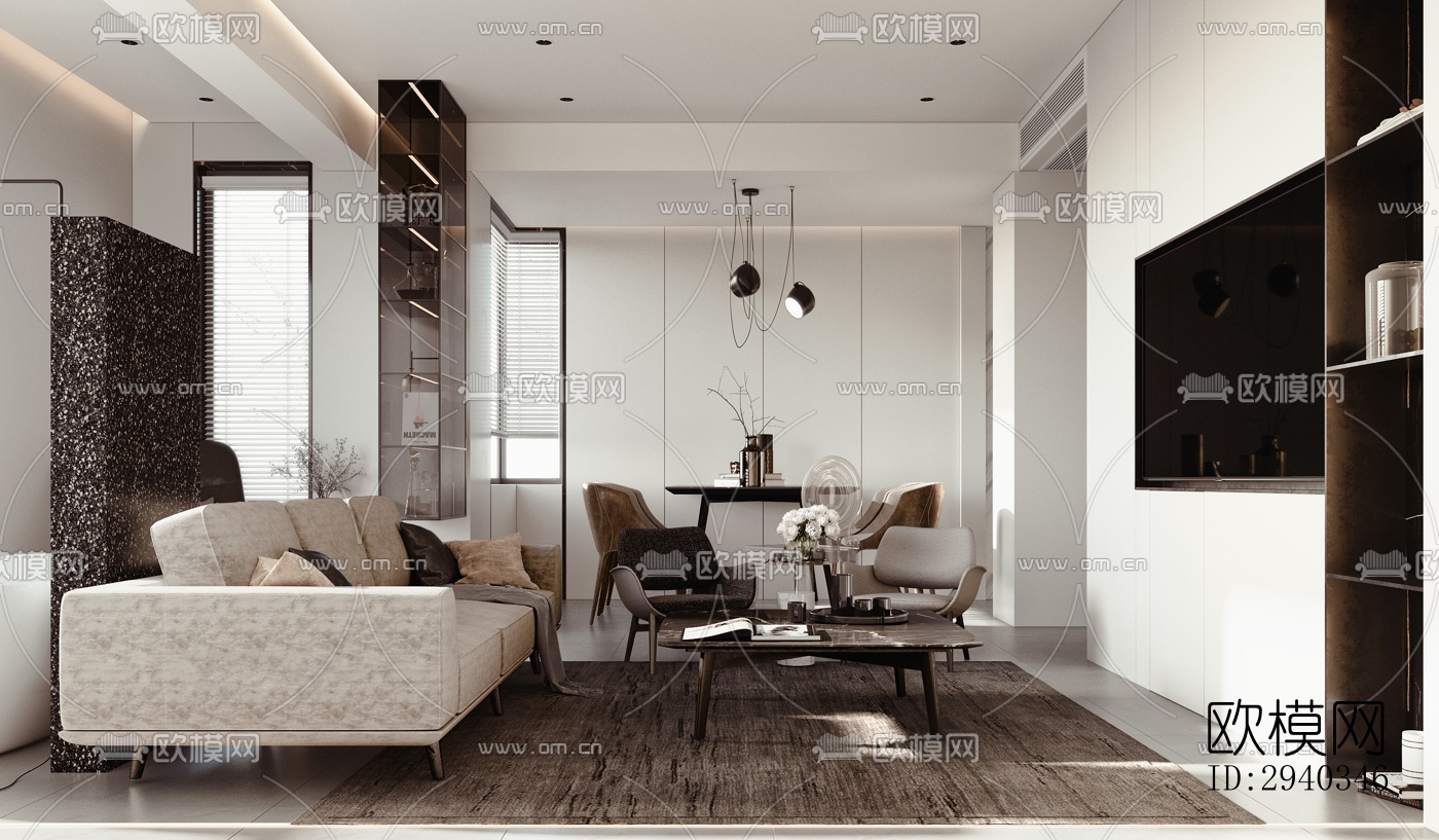 现代平层效果图下载（渲染图4）