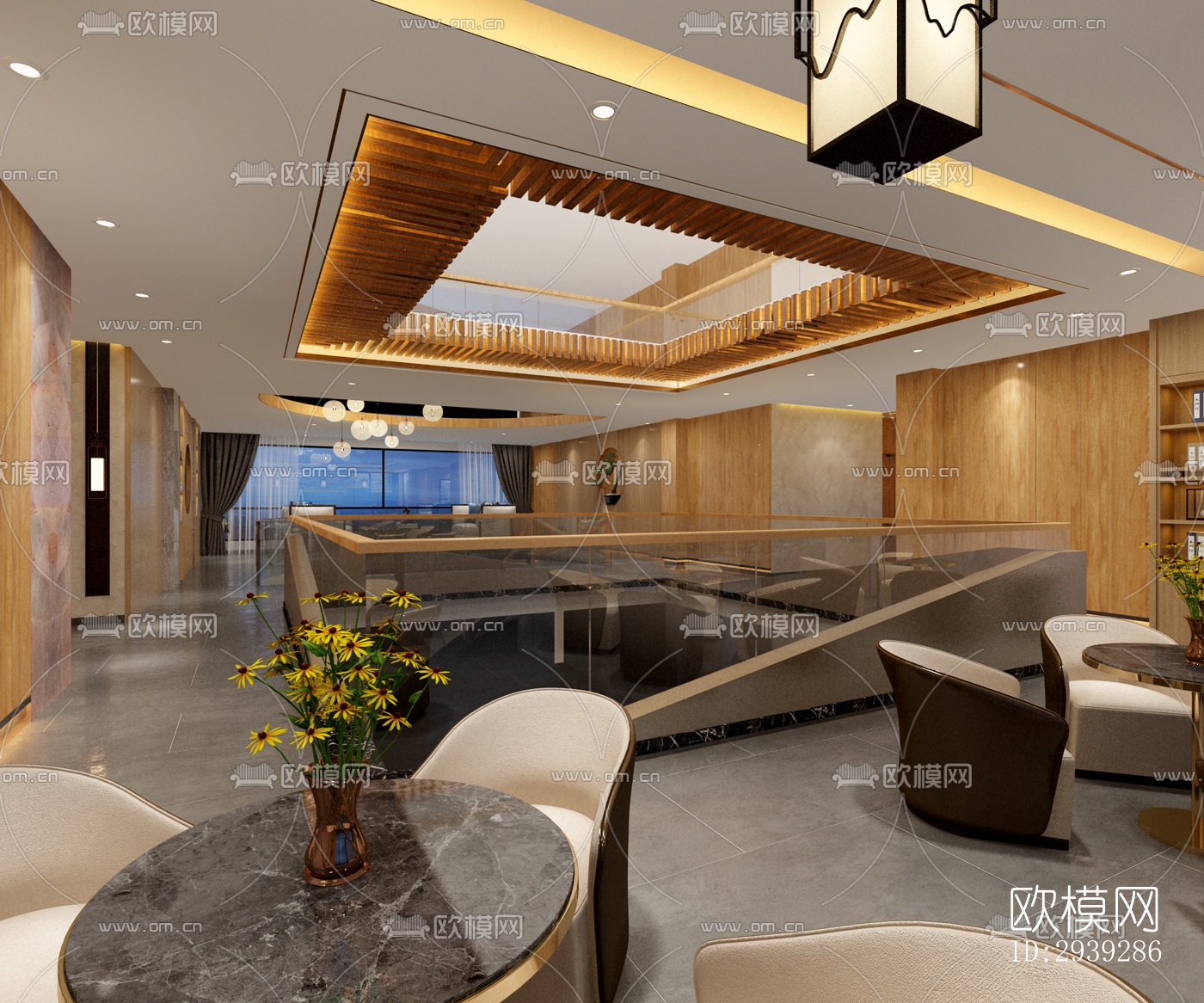 新中式酒店民宿效果图下载（渲染图3）