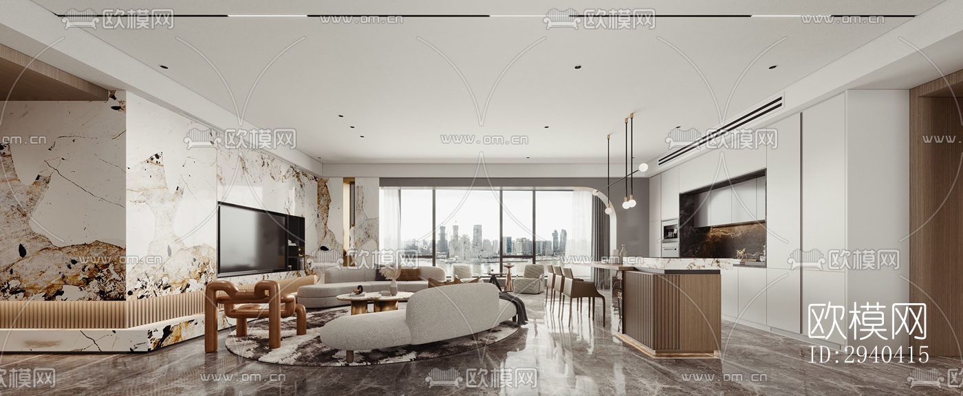 现代平层效果图下载（渲染图7）