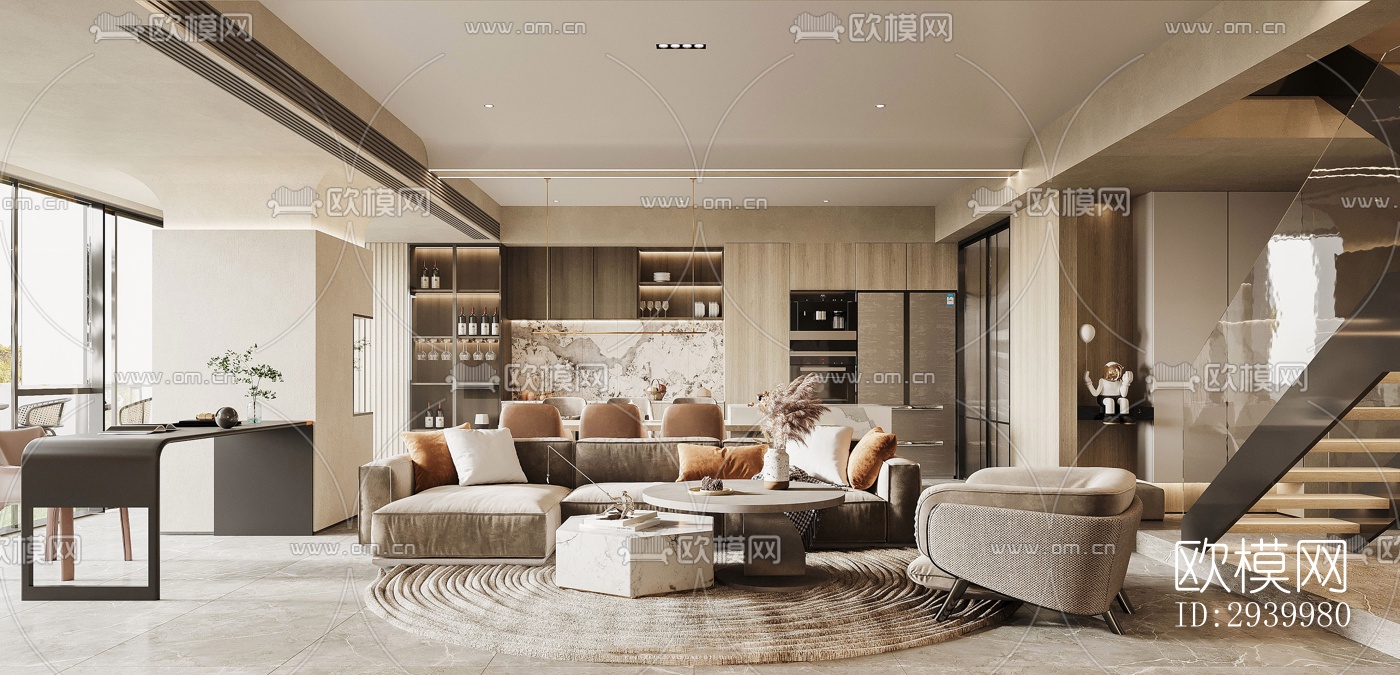 现代复式效果图下载（渲染图7）