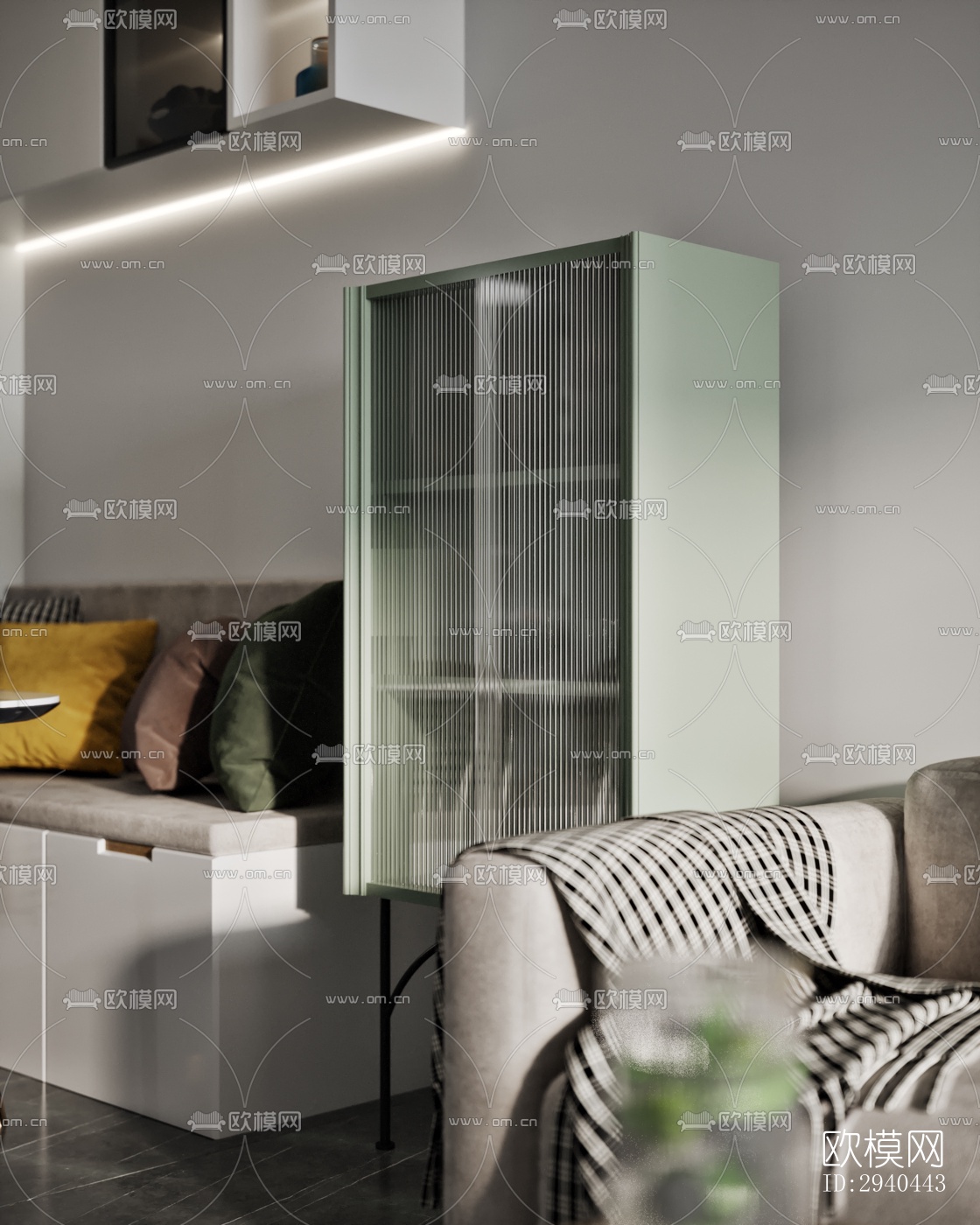 美式平层效果图下载（渲染图13）