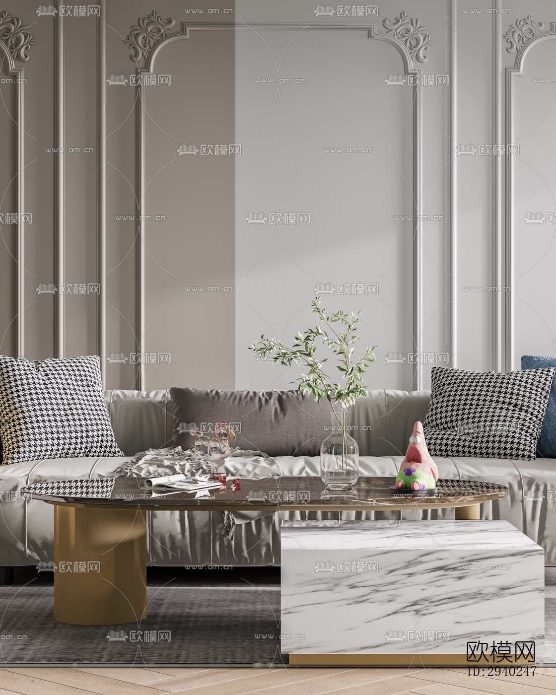 法式平层效果图下载（渲染图6）