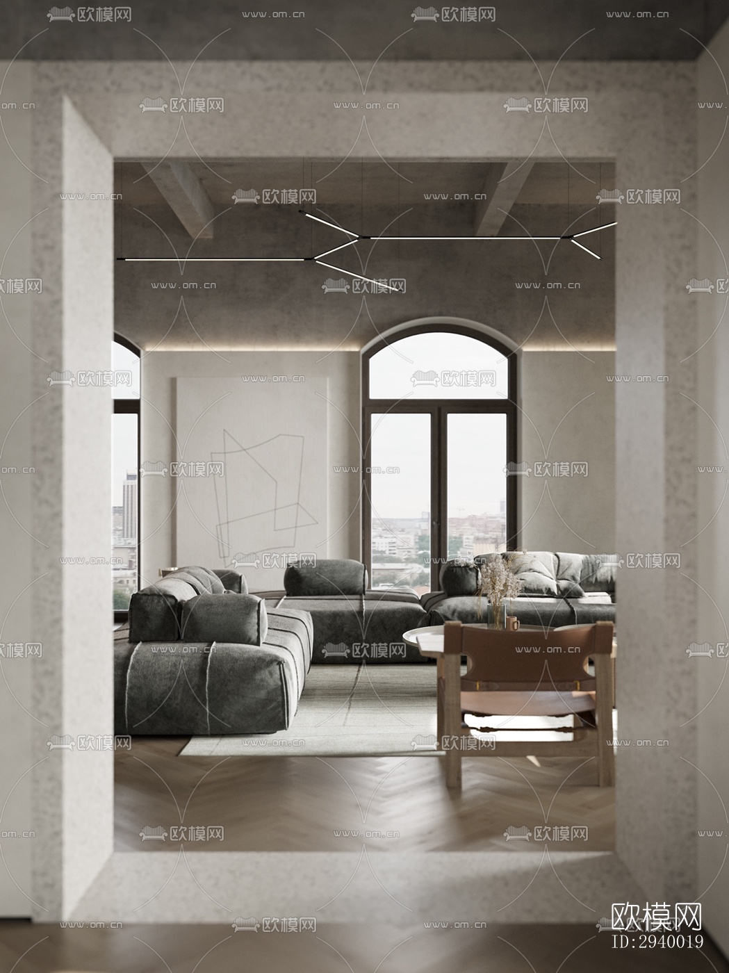 侘寂平层效果图下载（渲染图2）