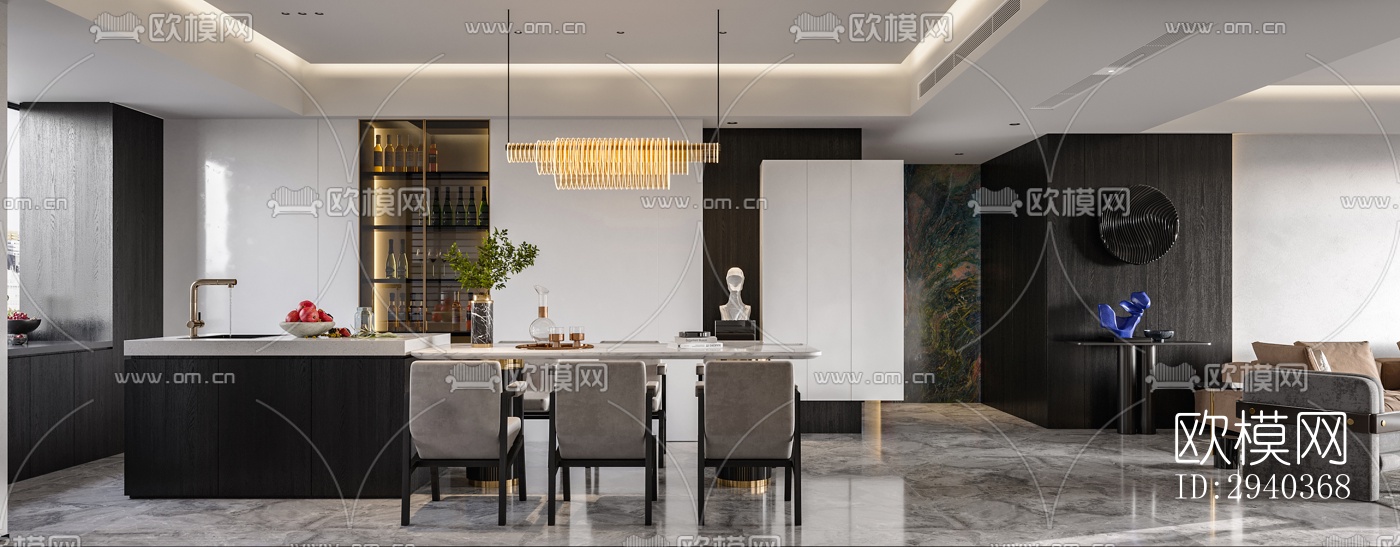 现代平层效果图下载（渲染图8）