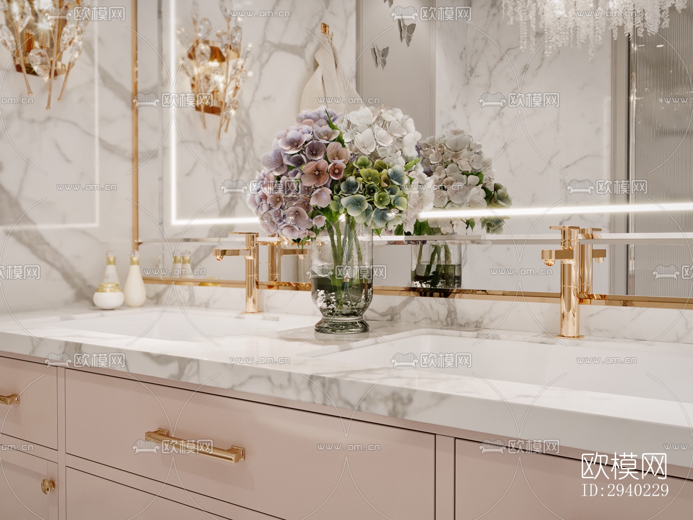 法式平层效果图下载（渲染图5）