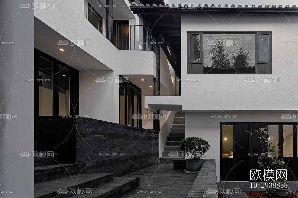 中式酒店民宿效果图下载（渲染图12）