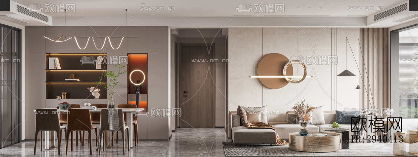 现代平层效果图下载（渲染图1）