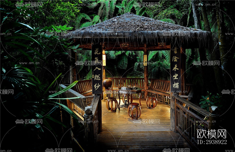 中式酒店民宿效果图下载（渲染图5）