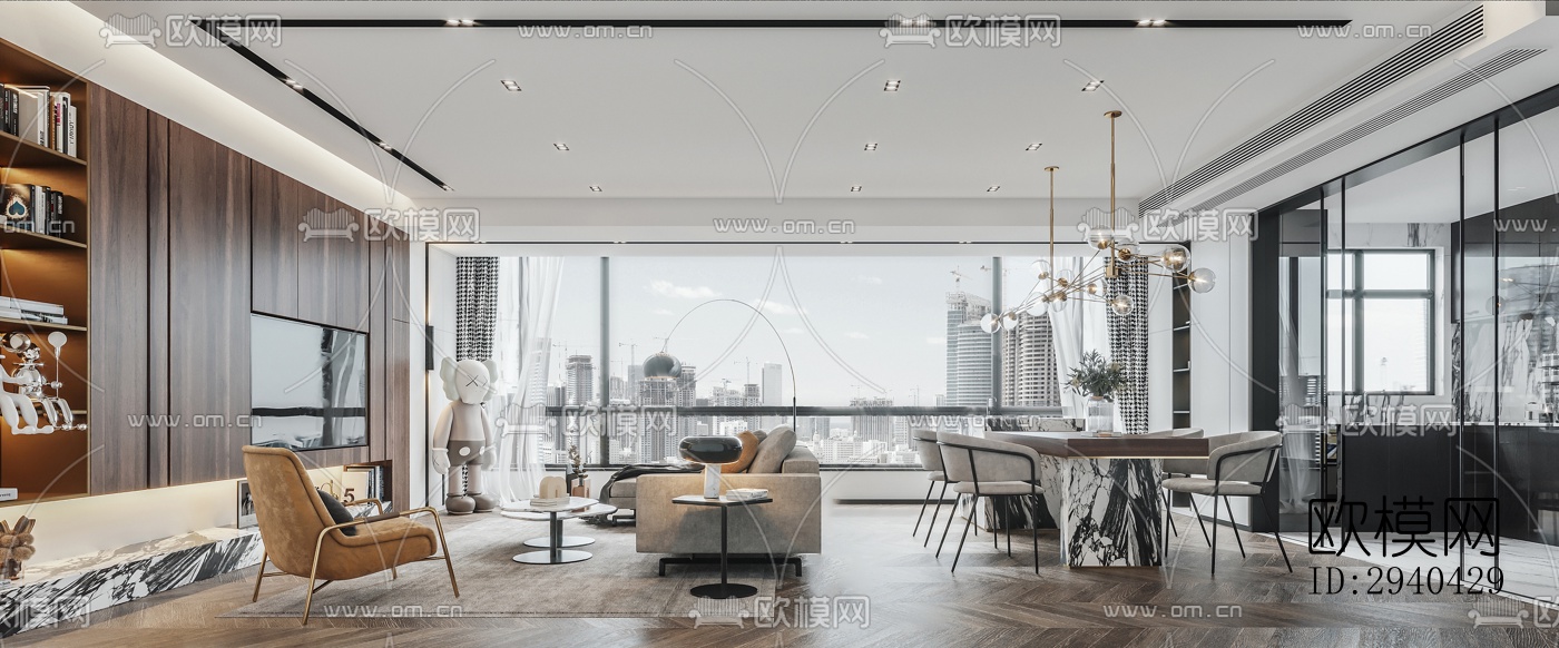 现代平层效果图下载（渲染图1）