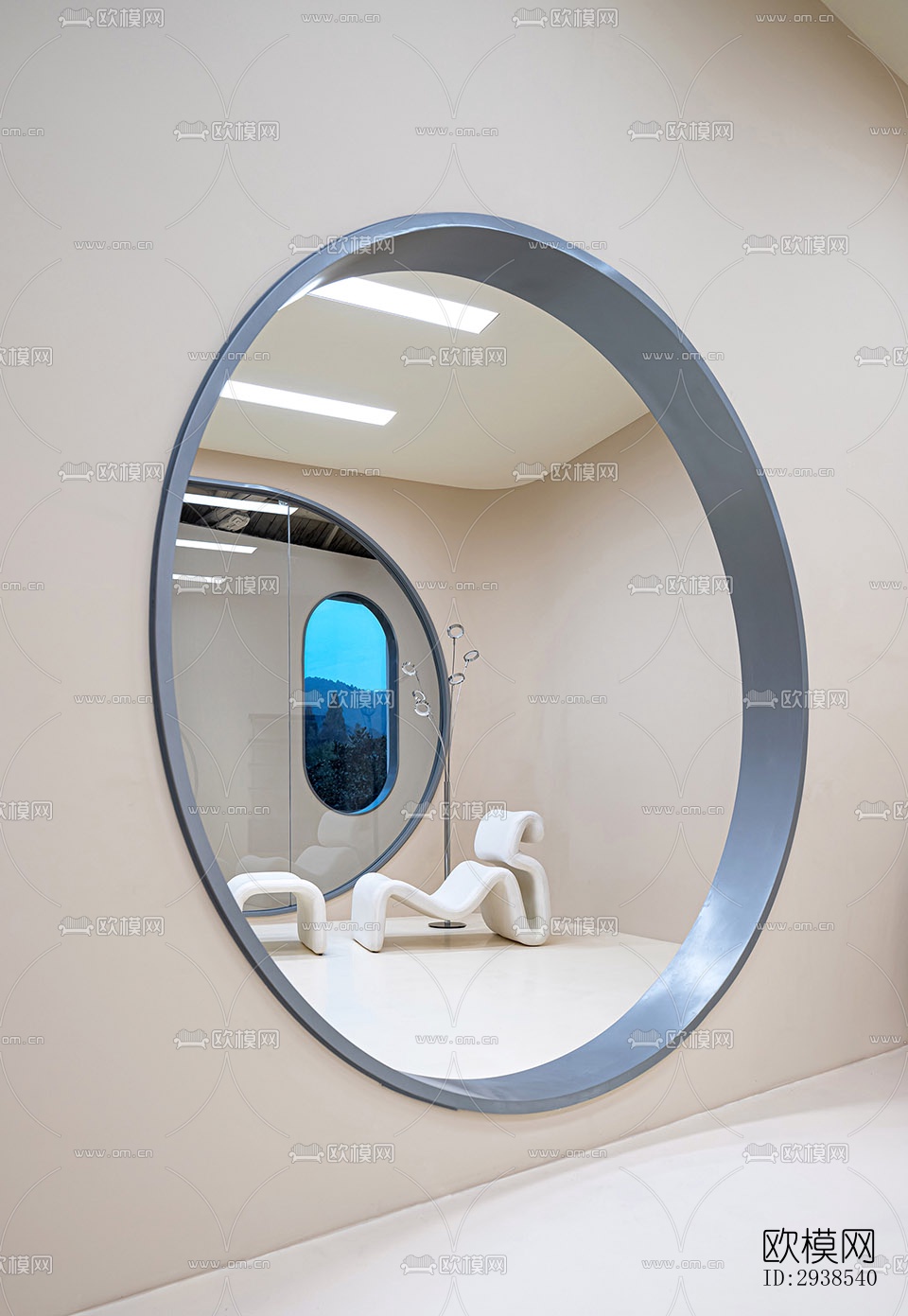 奶油风展览展厅效果图下载（渲染图1）