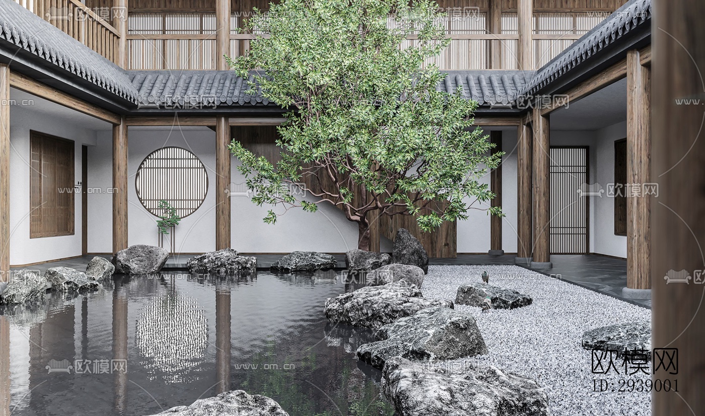 中式酒店民宿效果图下载（渲染图7）