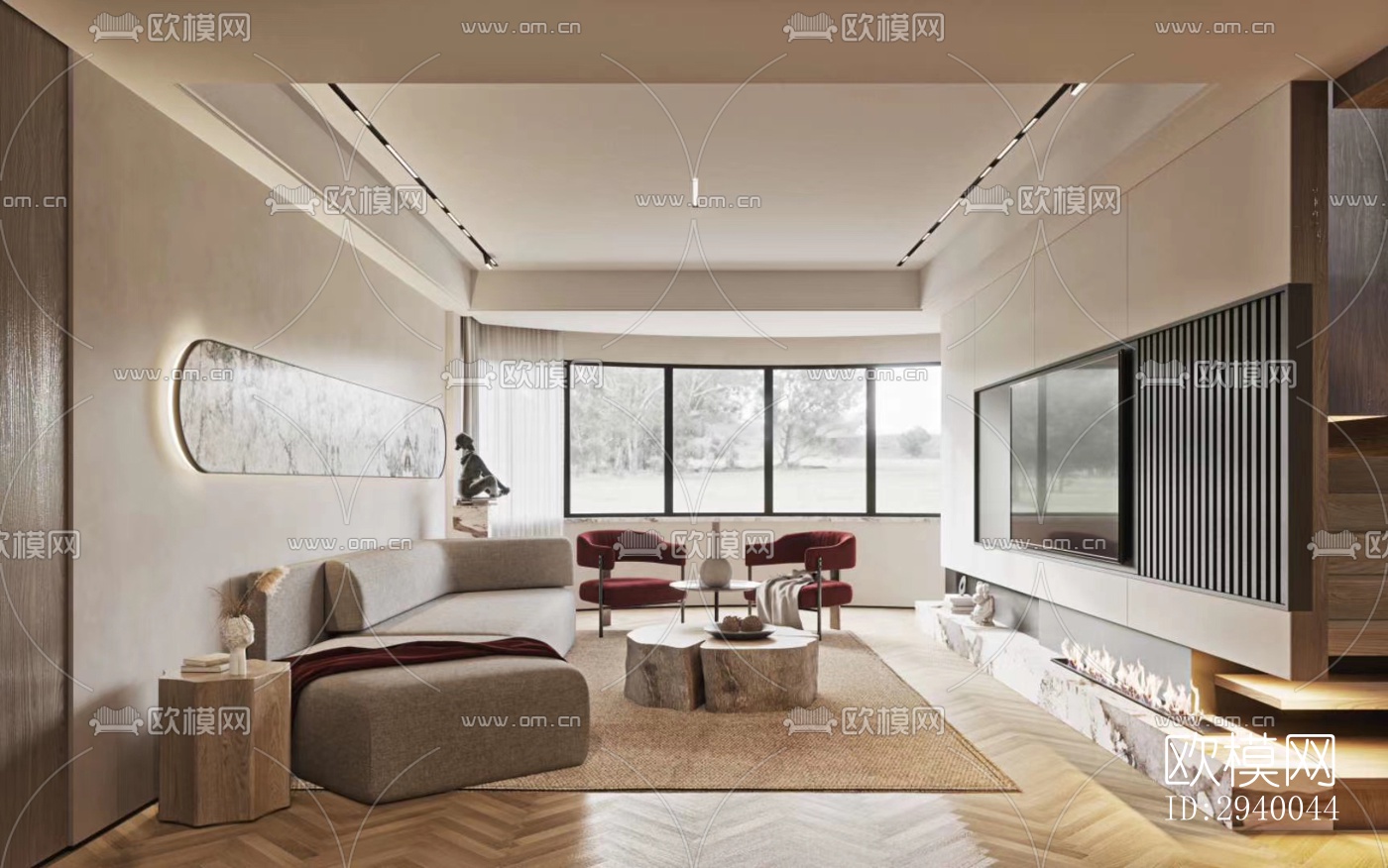 侘寂平层效果图下载（渲染图2）