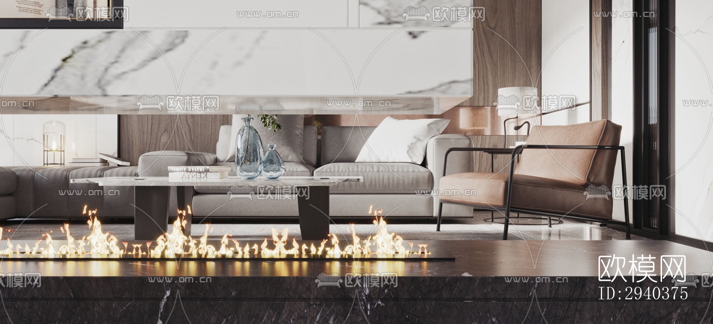 现代平层效果图下载（渲染图11）