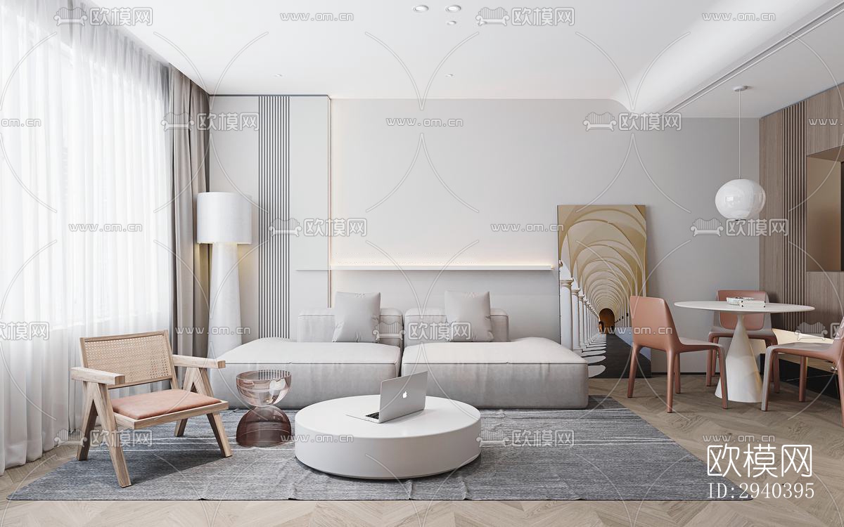 现代平层效果图下载（渲染图12）