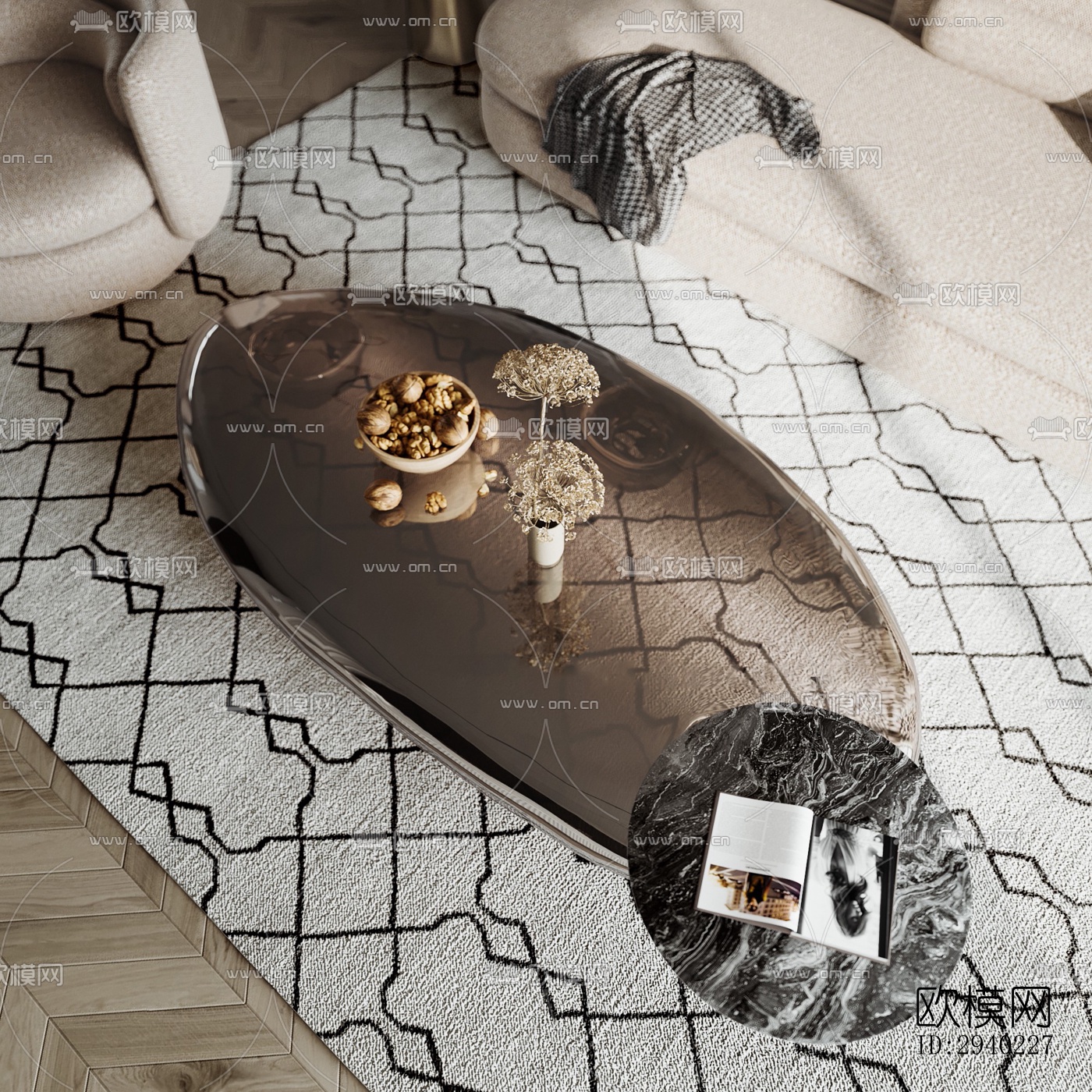 法式平层效果图下载（渲染图9）