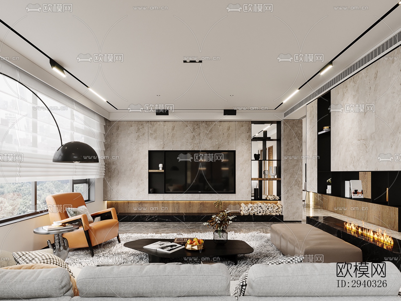 现代平层效果图下载（渲染图10）