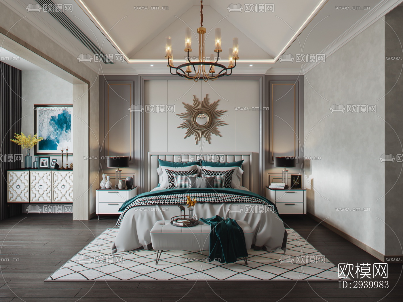 美式复式效果图下载（渲染图2）