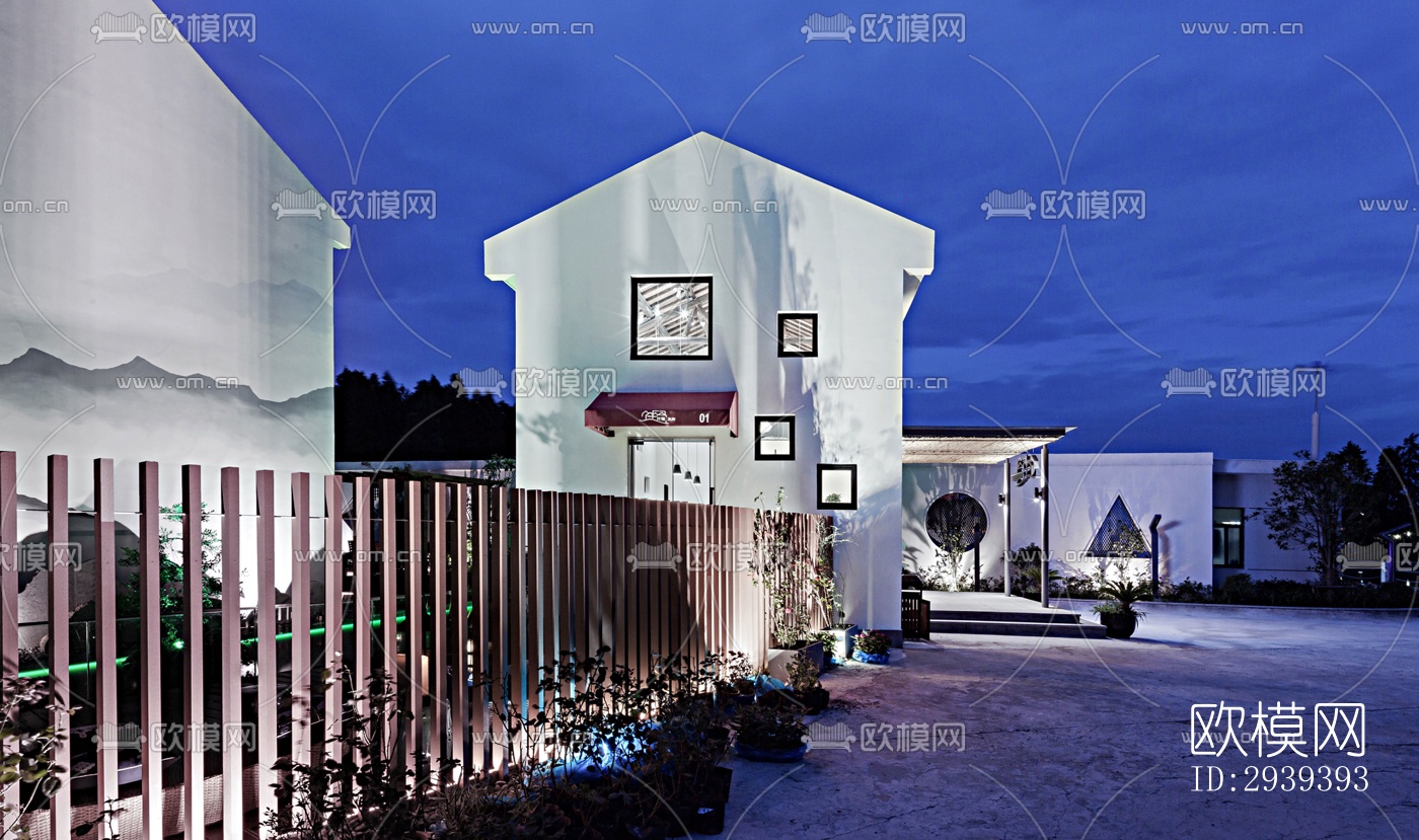 新中式酒店民宿效果图下载（渲染图10）