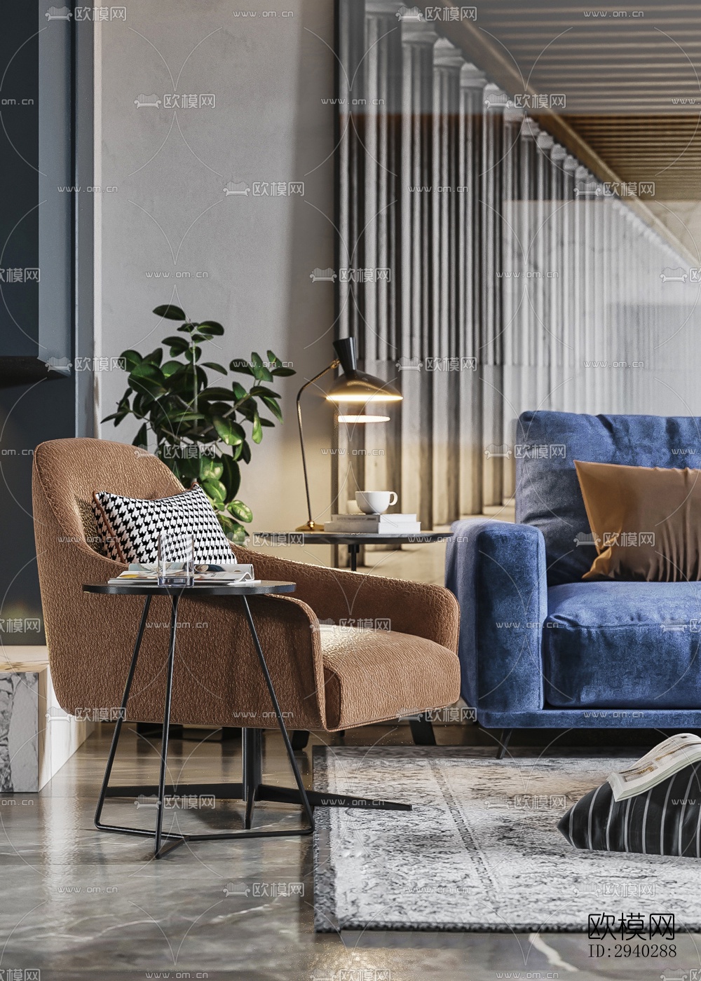 现代平层效果图下载（渲染图3）