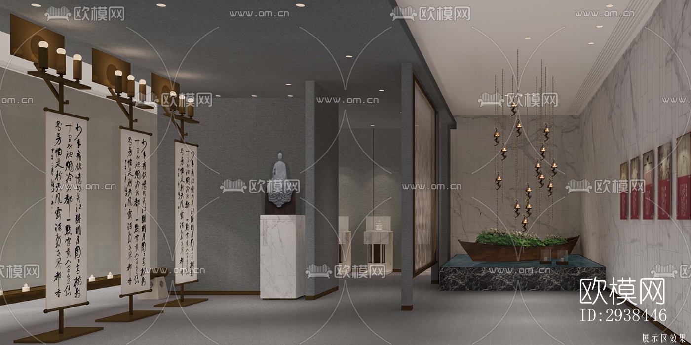 新中式售楼处效果图下载（渲染图8）