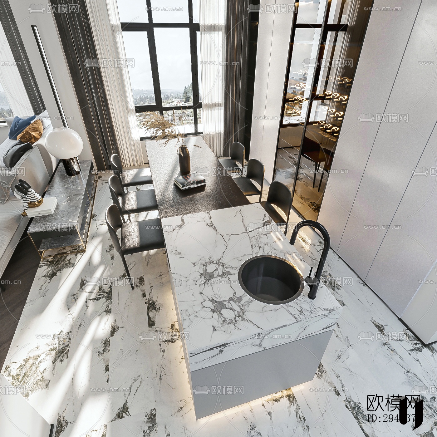 现代平层效果图下载（渲染图7）