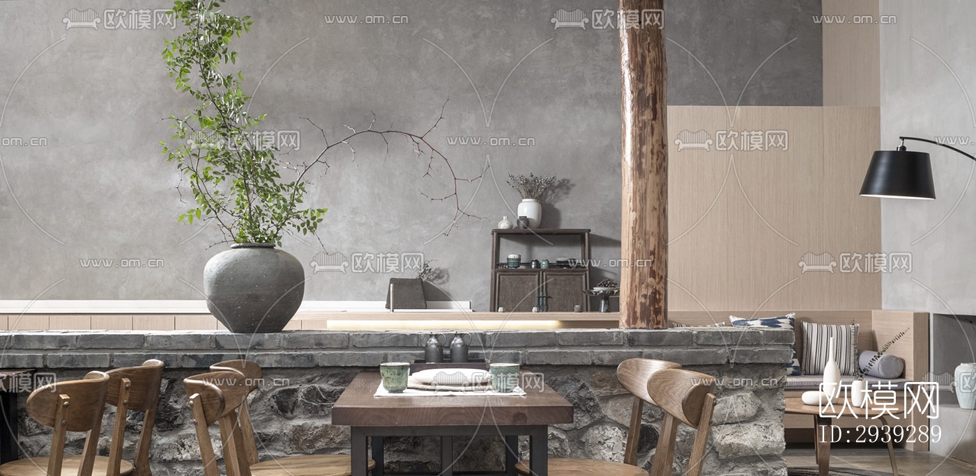 新中式酒店民宿效果图下载（渲染图12）