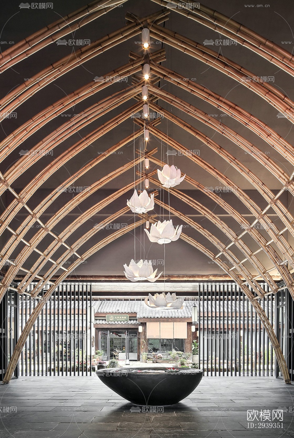 新中式酒店民宿效果图下载（渲染图1）