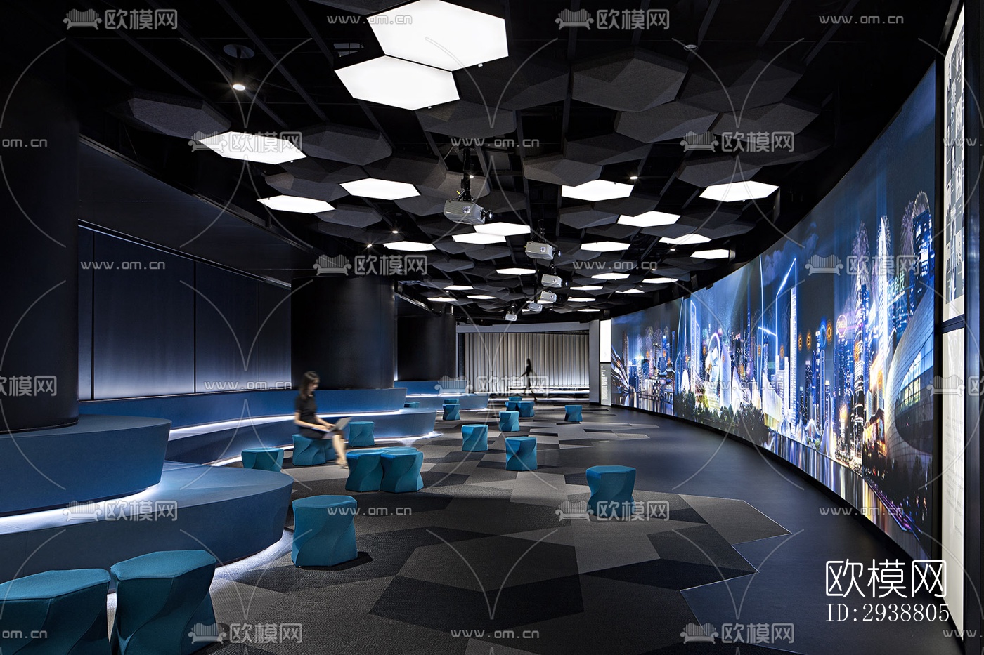 高级灰展览展厅效果图下载（渲染图4）