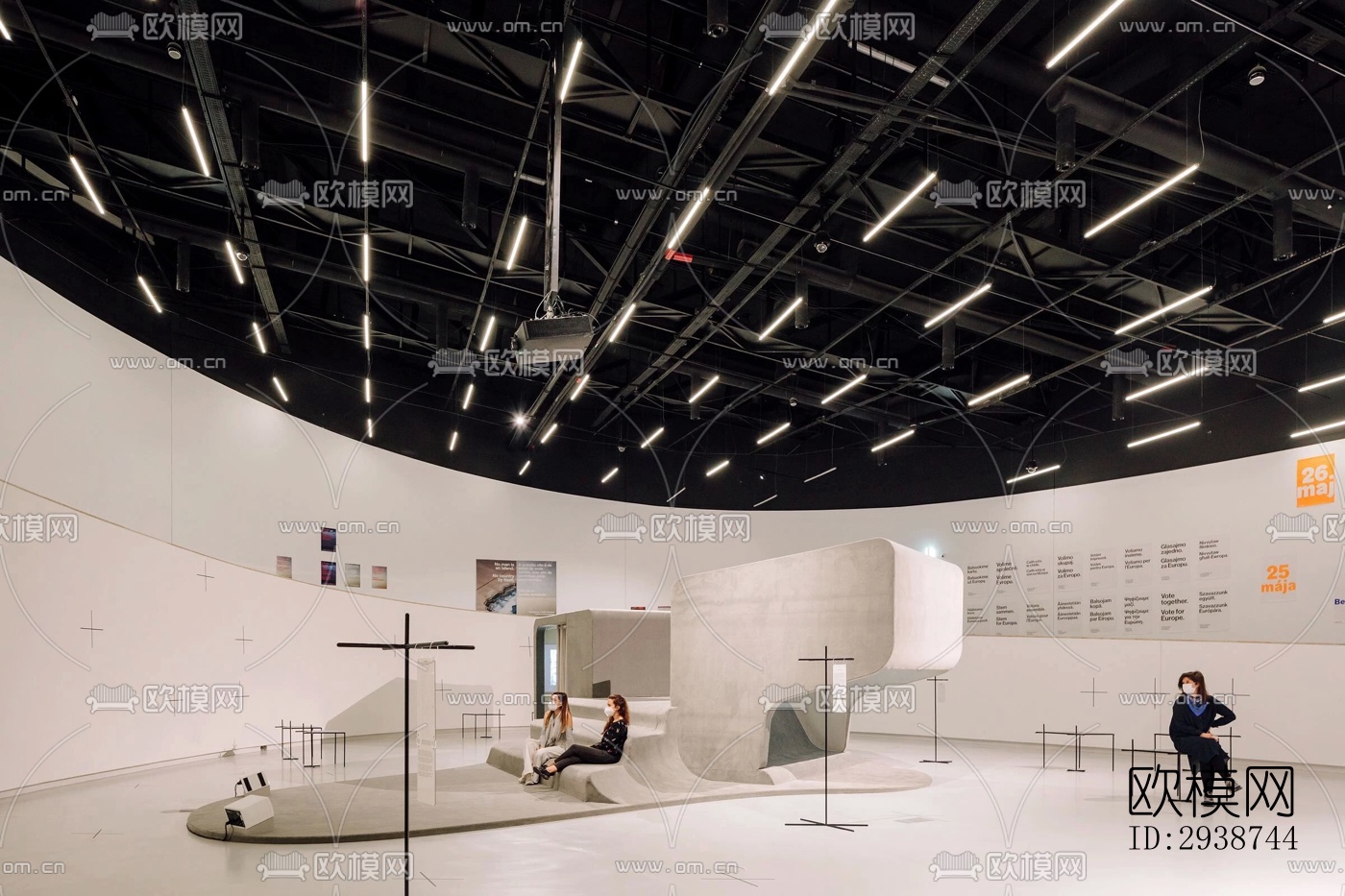 现代展览展厅效果图下载（渲染图1）