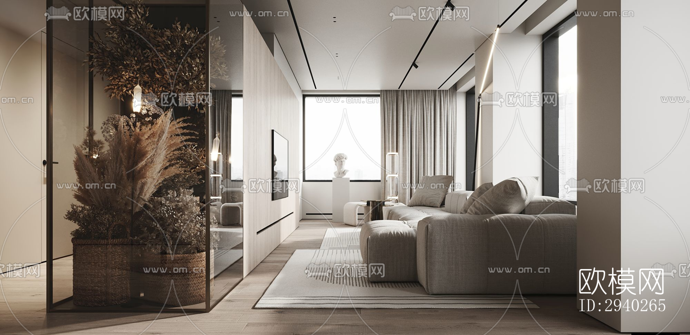 现代平层效果图下载（渲染图6）