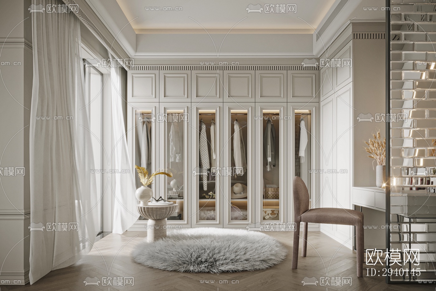 奶油风平层效果图下载（渲染图10）