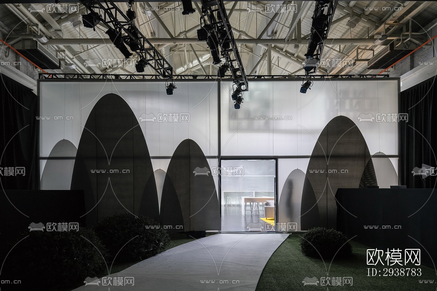 高级灰展览展厅效果图下载（渲染图8）