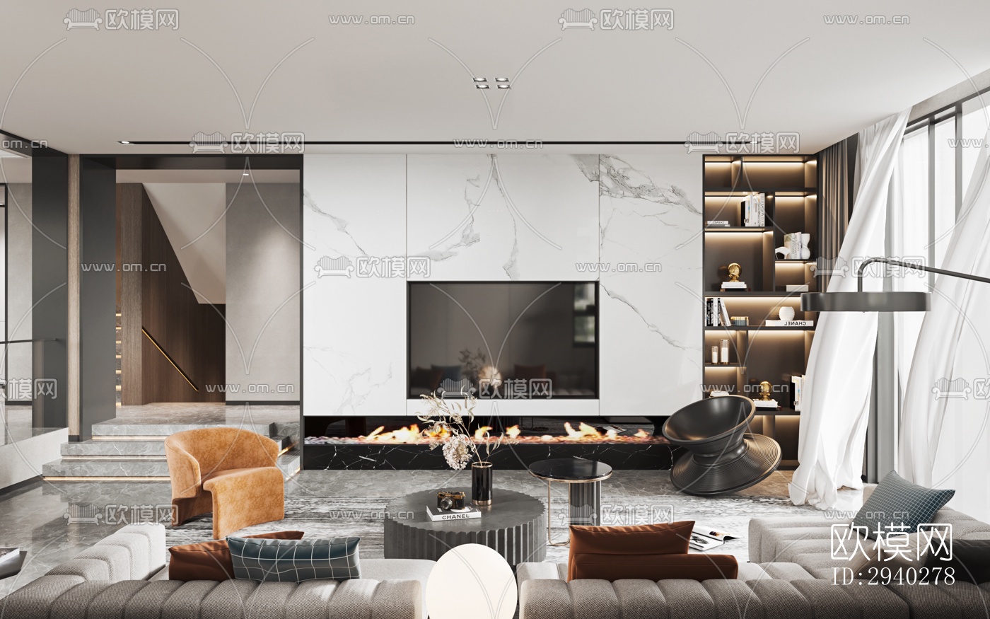 现代平层效果图下载（渲染图2）