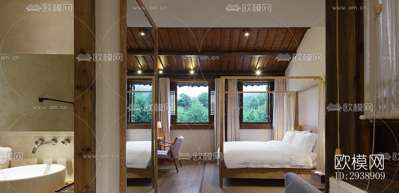 中式酒店民宿效果图下载（渲染图2）