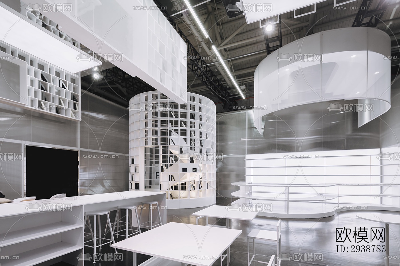 高级灰展览展厅效果图下载（渲染图14）