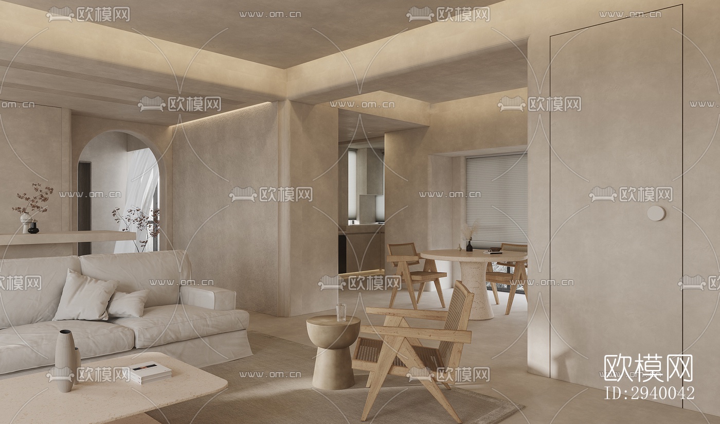 侘寂平层效果图下载（渲染图9）